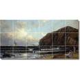 thumbnail image 1 of Ceramic Tile Mural-Alfred Bricher Waterfront Painting 55. 36" w x 18" h using (18) 6 x 6 ceramic tiles, 1 of 3