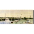 thumbnail image 1 of Ceramic Tile Mural-Alfred Bricher Waterfront Painting 69. 29.75" w x 12.75" h using (21) 4.25 x 4.25 ceramic tiles, 1 of 3
