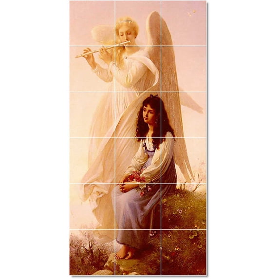 Ceramic Tile Mural-Alfred De Curzon Angels Tile Mural Traditional Home Remodeling. 18" w x 36" h using (18) 6 x 6 ceramic tiles