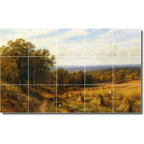 Ceramic Tile Mural-Alfred Glendening Country Painting 41. 30" w x 18" h using (15) 6 x 6 ceramic tiles