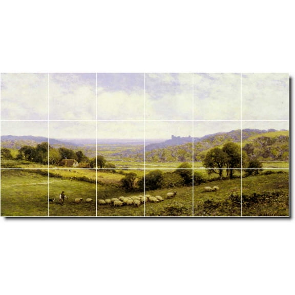 Ceramic Tile Mural-Alfred Glendening Landscapes Painting 128. 25.5" w x 12.75" h using (18) 4.25 x 4.25 ceramic tiles