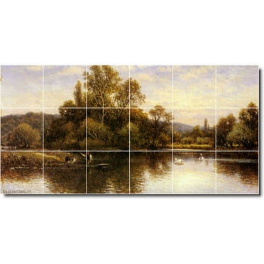 Ceramic Tile Mural-Alfred Glendening Landscapes Painting 130. 25.5" w x 12.75" h using (18) 4.25 x 4.25 ceramic tiles