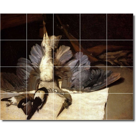 Ceramic Tile Mural-Alfred Sisley Birds Painting 1. 21.25" w x 17" h using (20) 4.25 x 4.25 ceramic tiles