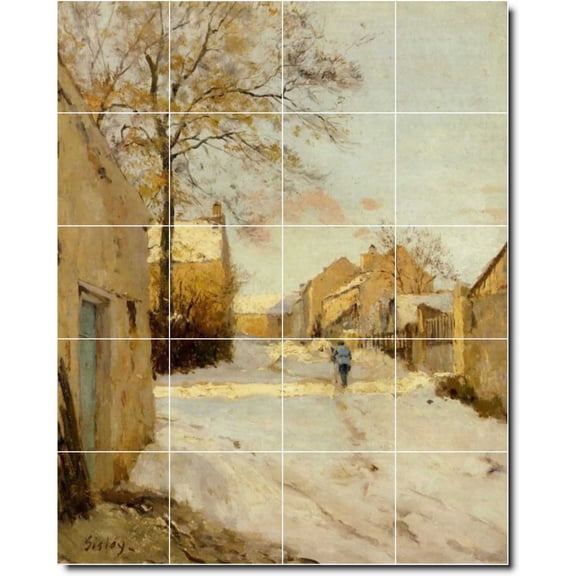 Ceramic Tile Mural-Alfred Sisley Village Painting 8. 32" w x 40" h using (20) 8 x 8 ceramic tiles