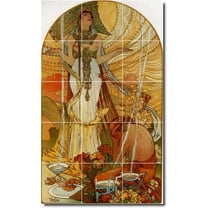 Ceramic Tile Mural-Alphonse Mucha Poster Art Backsplash Tile Mural 29. 12.75" w x 21.25" h using (15) 4.25 x 4.25 ceramic tiles