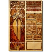 Ceramic Tile Mural-Alphonse Mucha Poster Art Custom Tile Mural 8. 17" w x 25.5" h using 24 4.25 x 4.25 ceramic tiles