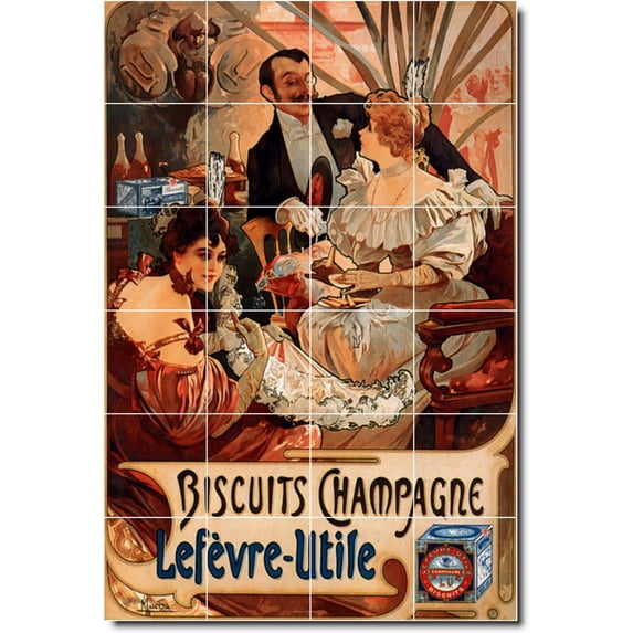 Ceramic Tile Mural-Alphonse Mucha Poster Art Floor Tile Mural 14. 17" w x 25.5" h using (24) 4.25 x 4.25 ceramic tiles