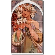 Ceramic Tile Mural-Alphonse Mucha Poster Art Floor Tile Mural 15. 12.75" w x 21.25" h using 15 4.25 x 4.25 ceramic tiles