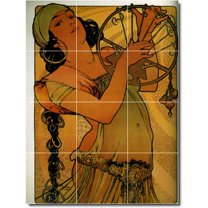 Ceramic Tile Mural-Alphonse Mucha Poster Art Shower Tile Mural 28. 12.75" w x 17" h using (12) 4.25 x 4.25 ceramic tiles