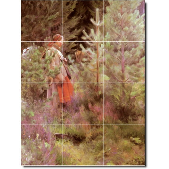 Ceramic Tile Mural-Anders Zorn Garden Wall Tile Mural 19. 12.75" w x 17" h using (12) 4.25 x 4.25 ceramic tiles
