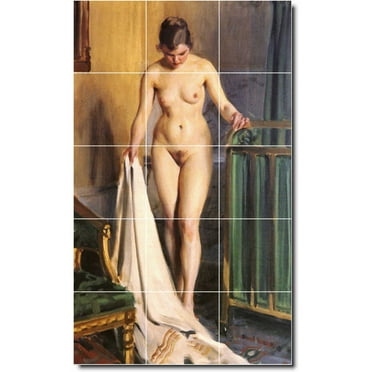 Ceramic Tile Mural-Anders Zorn Nudes Backsplash Tile Mural 20. 12.75" w x 21.25" h using (15) 4.25 x 4.25 ceramic tiles