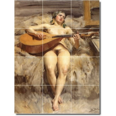 Ceramic Tile Mural-Anders Zorn Nudes Bathroom Tile Mural 23. 12.75" w x 17" h using (12) 4.25 x 4.25 ceramic tiles