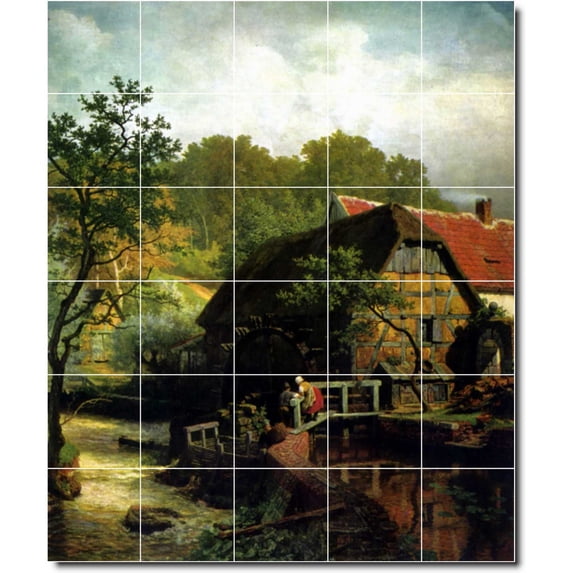 Ceramic Tile Mural-Andreas Achenbach Country Painting 48. 21.25" w x 25.5" h using (30) 4.25 x 4.25 ceramic tiles