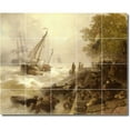 thumbnail image 1 of Ceramic Tile Mural-Andreas Achenbach Waterfront Painting 91. 40" w x 32" h using (20) 8 x 8 ceramic tiles, 1 of 3
