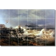 thumbnail image 1 of Ceramic Tile Mural-Andreas Achenbach Waterfront Painting 92. 36" w x 24" h using (24) 6 x 6 ceramic tiles, 1 of 3