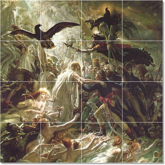 Ceramic Tile Mural-Anne-Louis Girodet-Trioson Mythology Tile Mural House Construction Design. 32" w x 32" h using (16) 8 x 8 ceramic tiles