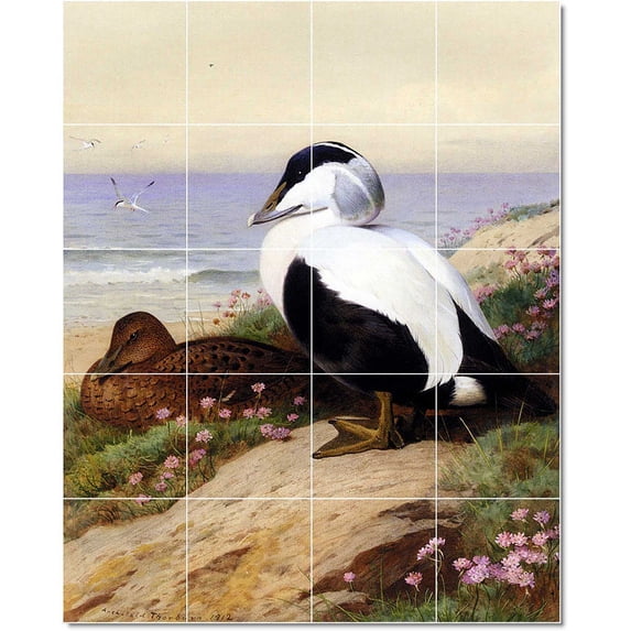 Ceramic Tile Mural-Archibald Thorburn Birds Painting 11. 32" w x 40" h using (20) 8 x 8 ceramic tiles