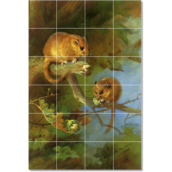 Ceramic Tile Mural-Archibald Thorburn Birds Painting 13. 24" w x 36" h using (24) 6 x 6 ceramic tiles