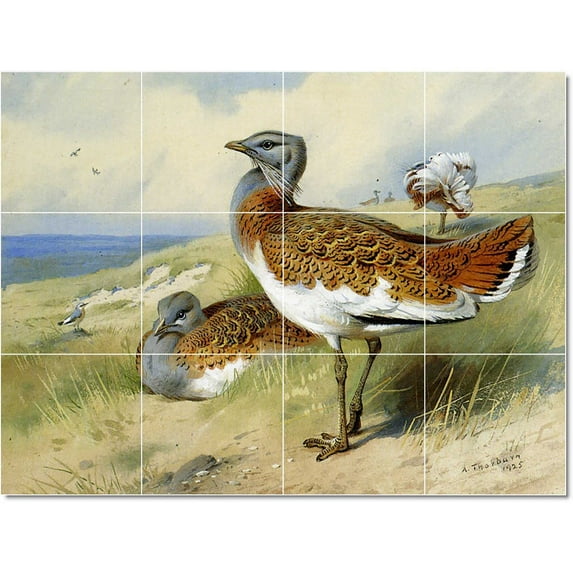 Ceramic Tile Mural-Archibald Thorburn Birds Painting 15. 17" w x 12.75" h using (12) 4.25 x 4.25 ceramic tiles