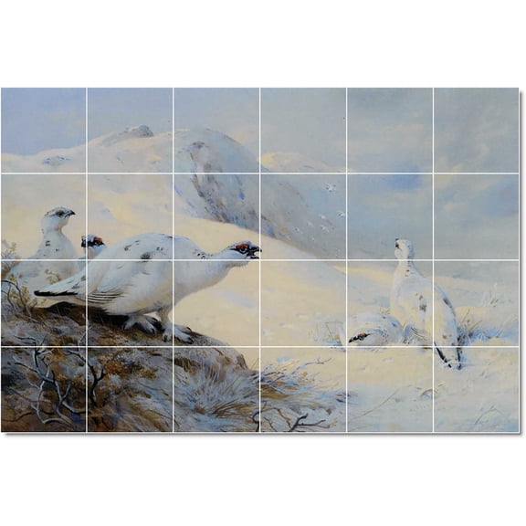 Ceramic Tile Mural-Archibald Thorburn Birds Painting 18. 48" w x 32" h using (24) 8 x 8 ceramic tiles