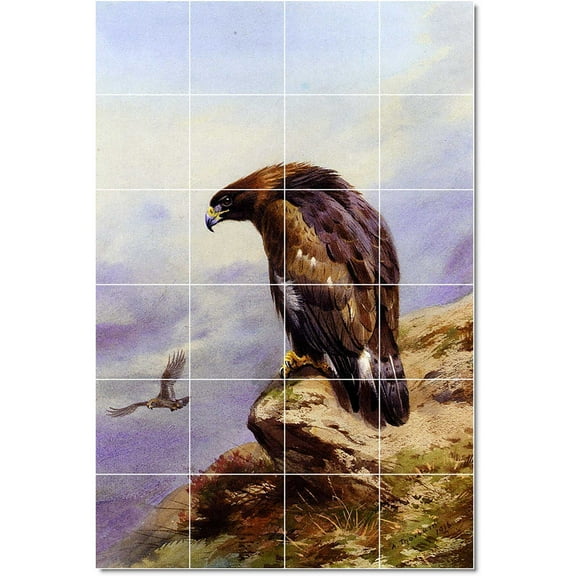 Ceramic Tile Mural-Archibald Thorburn Birds Painting 3. 17" w x 25.5" h using (24) 4.25 x 4.25 ceramic tiles