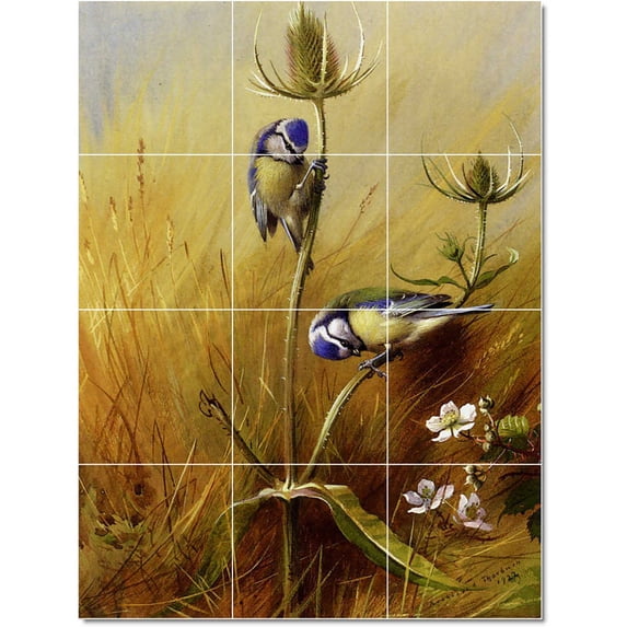 Ceramic Tile Mural-Archibald Thorburn Birds Painting 7. 24" w x 32" h using (12) 8 x 8 ceramic tiles