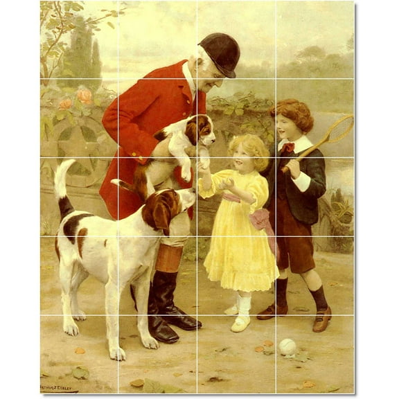 Ceramic Tile Mural-Arthur John Elsley Children Painting 10. 17" w x 21.25" h using (20) 4.25 x 4.25 ceramic tiles