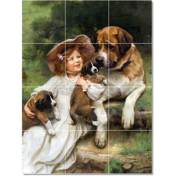 Ceramic Tile Mural-Arthur John Elsley Children Painting 11. 24" w x 32" h using (12) 8 x 8 ceramic tiles