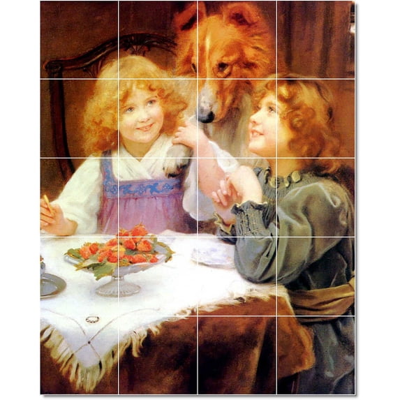 Ceramic Tile Mural-Arthur John Elsley Children Painting 5. 24" w x 30" h using (20) 6 x 6 ceramic tiles