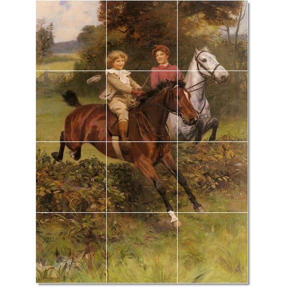 Ceramic Tile Mural-Arthur John Elsley Children Painting 6. 18" w x 24" h using (12) 6 x 6 ceramic tiles