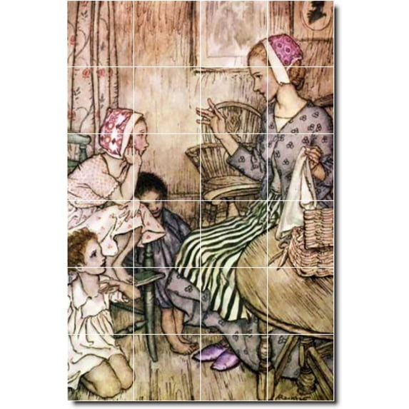 Ceramic Tile Mural-Arthur Rackham Illustration Painting 14. 48" w x 72" h using (24) 12 x 12 ceramic tiles