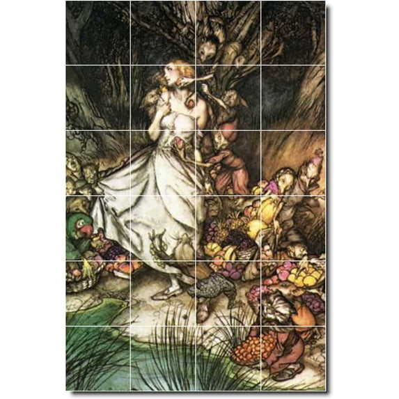 Ceramic Tile Mural-Arthur Rackham Illustration Painting 15. 32" w x 48" h using (24) 8 x 8 ceramic tiles