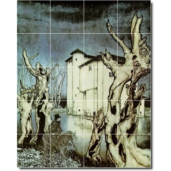Ceramic Tile Mural-Arthur Rackham Illustration Painting 18. 32" w x 40" h using (20) 8 x 8 ceramic tiles