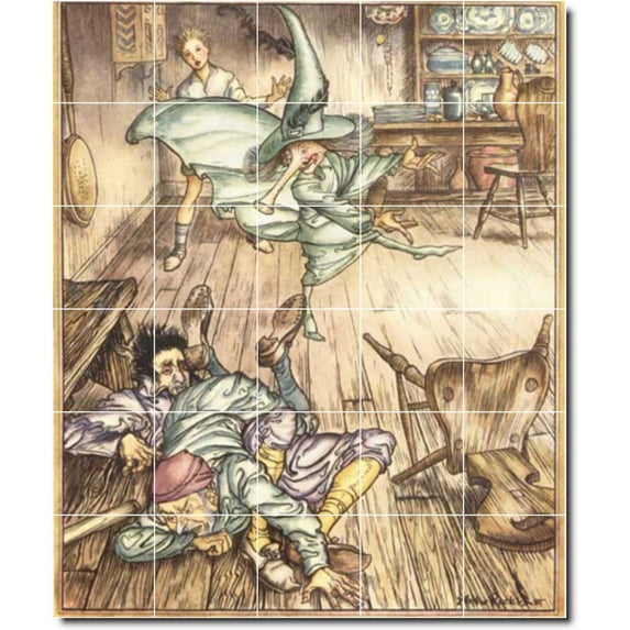 Ceramic Tile Mural-Arthur Rackham Illustration Painting 20. 30" w x 36" h using (30) 6 x 6 ceramic tiles