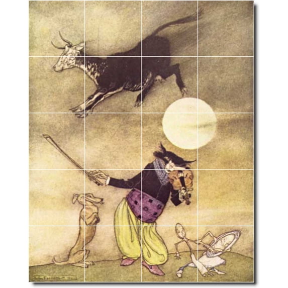 Ceramic Tile Mural-Arthur Rackham Illustration Painting 28. 24" w x 30" h using (20) 6 x 6 ceramic tiles