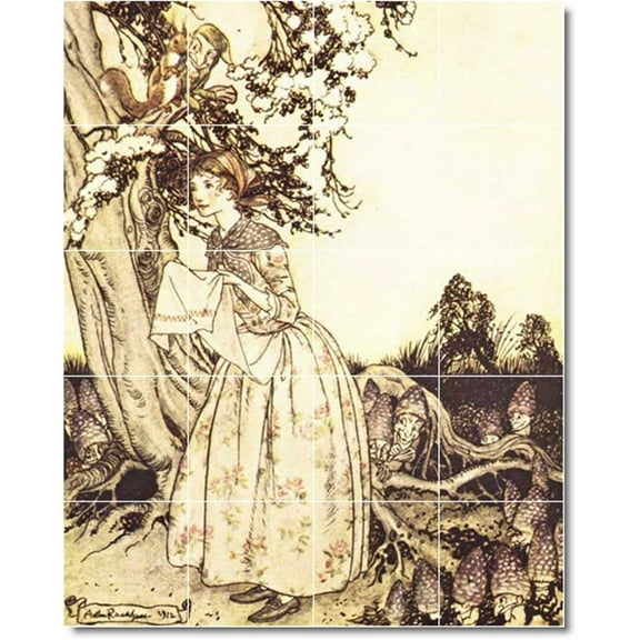 Ceramic Tile Mural-Arthur Rackham Illustration Painting 29. 17" w x 21.25" h using (20) 4.25 x 4.25 ceramic tiles