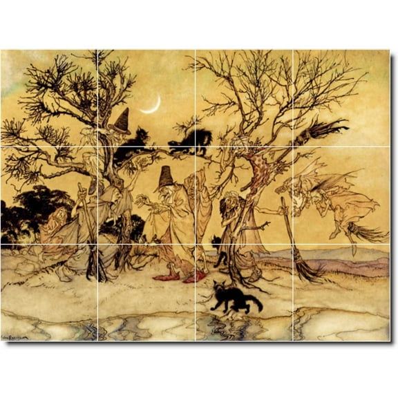 Ceramic Tile Mural-Arthur Rackham Illustration Painting 30. 17" w x 12.75" h using (12) 4.25 x 4.25 ceramic tiles
