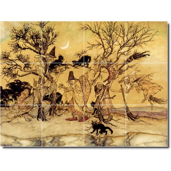 Ceramic Tile Mural-Arthur Rackham Illustration Painting 30. 24" w x 18" h using (12) 6 x 6 ceramic tiles