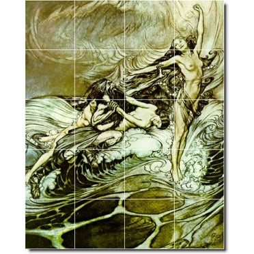 Ceramic Tile Mural-Arthur Rackham Illustration Painting 31. 17" w x 21.25" h using (20) 4.25 x 4.25 ceramic tiles