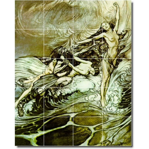 Ceramic Tile Mural-Arthur Rackham Illustration Painting 31. 24" w x 30" h using (20) 6 x 6 ceramic tiles