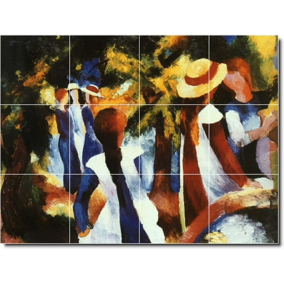 Ceramic Tile Mural-August Macke Abstract Kitchen Tile Mural 21. 17" w x 12.75" h using (12) 4.25 x 4.25 ceramic tiles