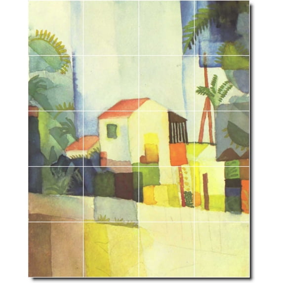 Ceramic Tile Mural-August Macke Abstract Kitchen Tile Mural 23. 32" w x 40" h using (20) 8 x 8 ceramic tiles