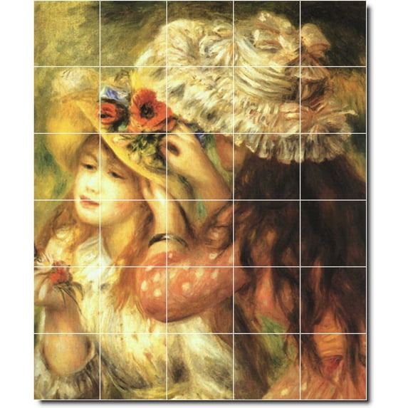 Ceramic Tile Mural-Auguste Renoir Children Painting 12. 21.25" w x 25.5" h using (30) 4.25 x 4.25 ceramic tiles