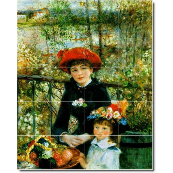 Ceramic Tile Mural-Auguste Renoir Children Painting 13. 17" w x 21.25" h using (20) 4.25 x 4.25 ceramic tiles