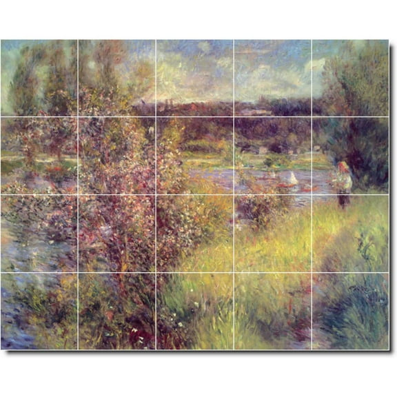 Ceramic Tile Mural-Auguste Renoir Country Painting 55. 21.25" w x 17" h using (20) 4.25 x 4.25 ceramic tiles