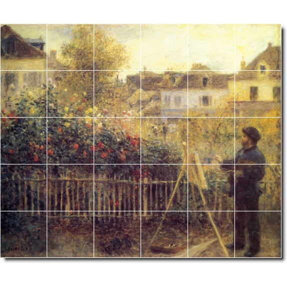 Ceramic Tile Mural-Auguste Renoir Garden Backsplash Tile Mural 16. 48" w x 40" h using (30) 8 x 8 ceramic tiles