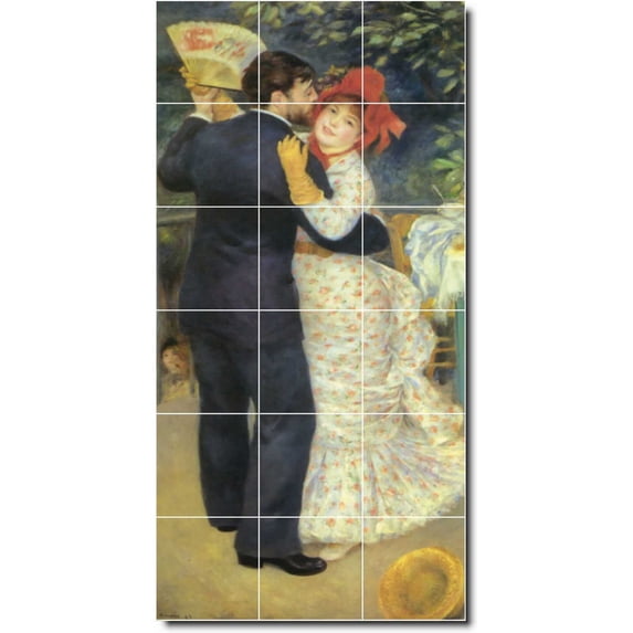 Ceramic Tile Mural-Auguste Renoir Men Women Painting 5. 24" w x 48" h using (18) 8 x 8 ceramic tiles