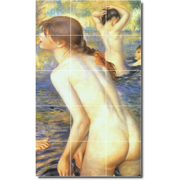 Ceramic Tile Mural-Auguste Renoir Nudes 28. 12.75" w x 21.25" h using (15) 4.25 x 4.25 ceramic tiles
