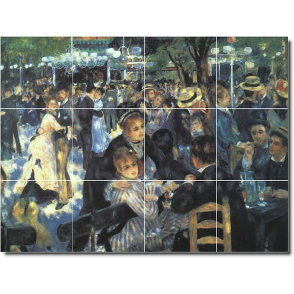 Ceramic Tile Mural-Auguste Renoir People Bathroom Tile Mural 9. 24" w x 18" h using (12) 6 x 6 ceramic tiles