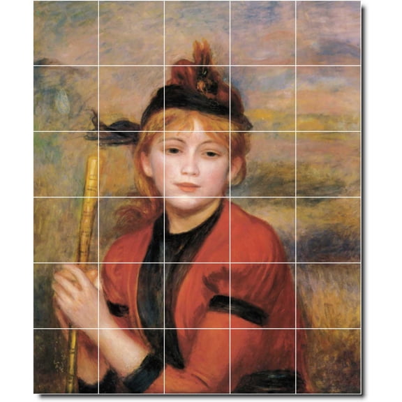 Ceramic Tile Mural-Auguste Renoir Women Painting 30. 21.25" w x 25.5" h using (30) 4.25 x 4.25 ceramic tiles